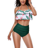 2019 New Sexy Women Bikini Set Mujer Ruffle Floral Printed Swimsuit Push Up High Waist Bikini Biquinis Brazilian Swimwear Summer