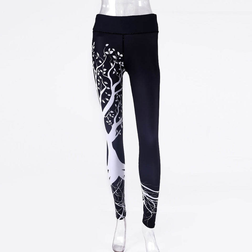 Women Printed Sports Leggings Workout Gym Fitness Exercise Athletic Trousers Polyester High Elastic Waist Leggings #P5