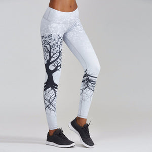 Women Printed Sports Leggings Workout Gym Fitness Exercise Athletic Trousers Polyester High Elastic Waist Leggings #P5