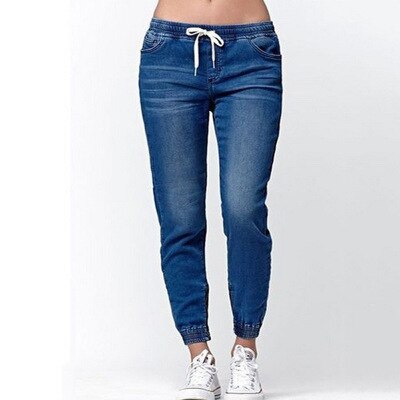 NIBESSER Spring Washed Jeans Women Solid Drawstring Straight Jeans Pants Femme Summer Fashion Vintage Slim Feet Denim Pants