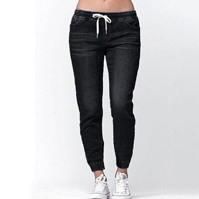 NIBESSER Spring Washed Jeans Women Solid Drawstring Straight Jeans Pants Femme Summer Fashion Vintage Slim Feet Denim Pants