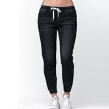 NIBESSER Spring Washed Jeans Women Solid Drawstring Straight Jeans Pants Femme Summer Fashion Vintage Slim Feet Denim Pants