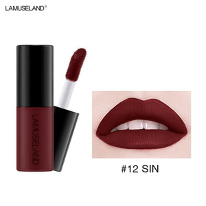 12 Colors Lip Gloss Waterproof Lasting Matte Liquid Lipstick Easy To Carry Nude Red Non-stick Cup Lip Tint Makeup