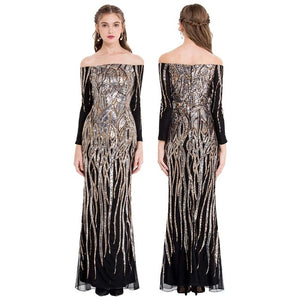 Angel-fashions Formal Evening Dresses Sparkling Gold Art-Deco Sequin Vintage Holiday Party Gown 407 404