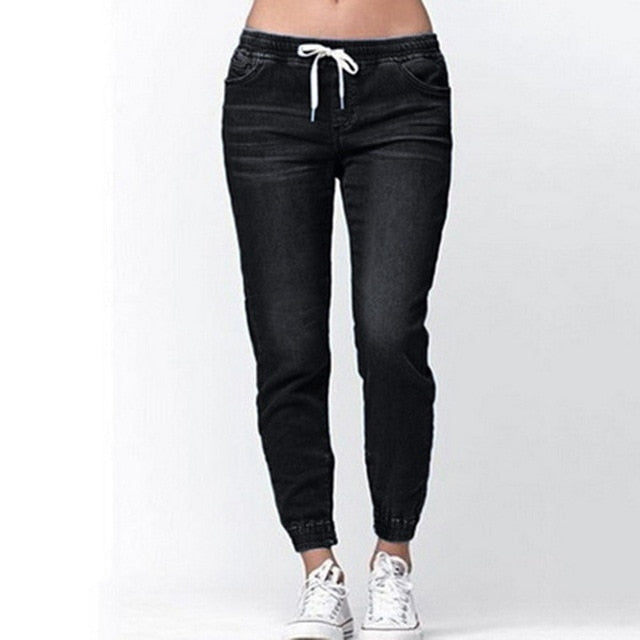 NIBESSER High Waist Women Jeans Buttons Female Pant Slim Elastic Plus Size Stretch Jeans Plus Size Denim Blue Skinny Pencil Pant