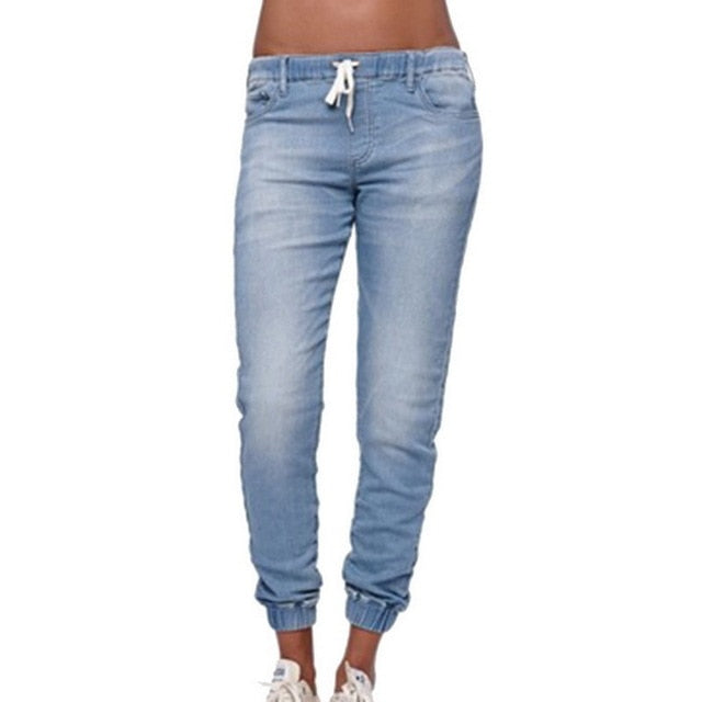 NIBESSER High Waist Women Jeans Buttons Female Pant Slim Elastic Plus Size Stretch Jeans Plus Size Denim Blue Skinny Pencil Pant