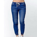 NIBESSER High Waist Women Jeans Buttons Female Pant Slim Elastic Plus Size Stretch Jeans Plus Size Denim Blue Skinny Pencil Pant