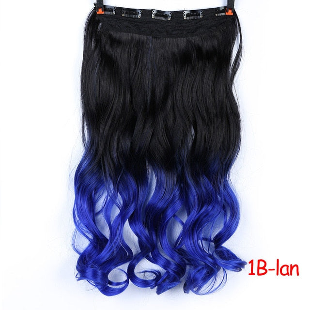 MEIFAN Waist 60cm Long Wavy Curly 5 Clip in Hair Extensions Natural Thick Straight Synthetic Hair Pieces Extention