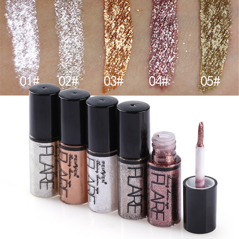 Professional Shiny Eye Liner Pen Cosmetics for Women Silver Rose Gold Color Liquid Glitter Eyeliner Makeup Beauty Tools