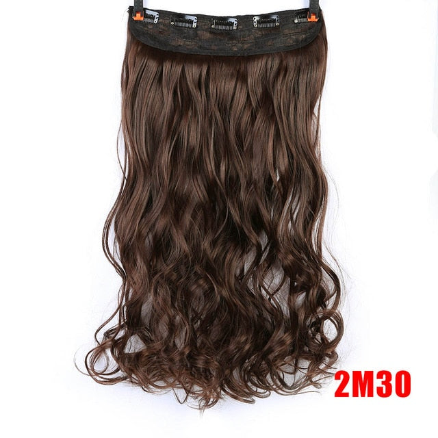 MEIFAN Waist 60cm Long Wavy Curly 5 Clip in Hair Extensions Natural Thick Straight Synthetic Hair Pieces Extention