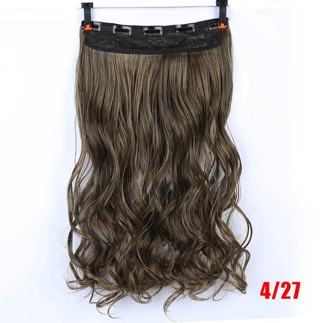 MEIFAN Waist 60cm Long Wavy Curly 5 Clip in Hair Extensions Natural Thick Straight Synthetic Hair Pieces Extention