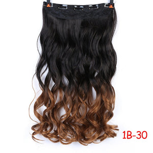 MEIFAN Waist 60cm Long Wavy Curly 5 Clip in Hair Extensions Natural Thick Straight Synthetic Hair Pieces Extention