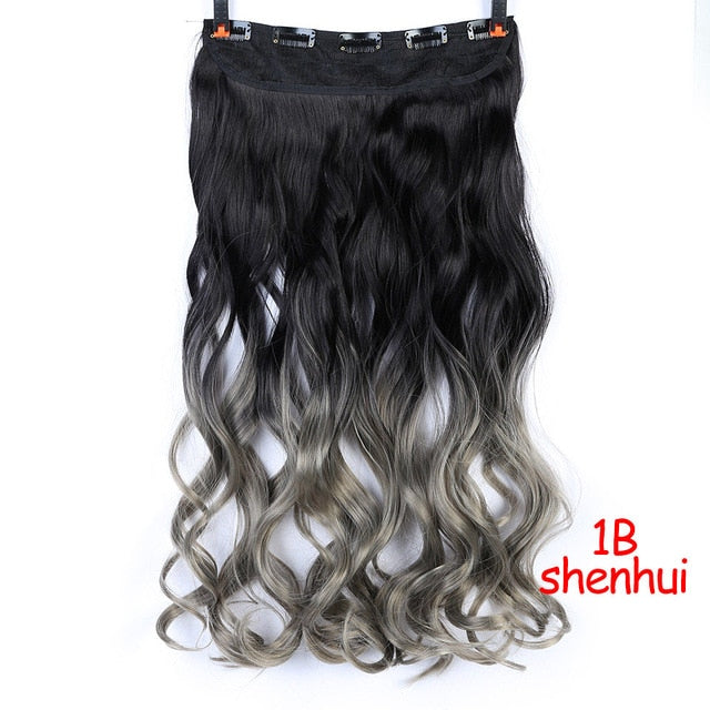 MEIFAN Waist 60cm Long Wavy Curly 5 Clip in Hair Extensions Natural Thick Straight Synthetic Hair Pieces Extention