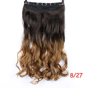 MEIFAN Waist 60cm Long Wavy Curly 5 Clip in Hair Extensions Natural Thick Straight Synthetic Hair Pieces Extention