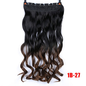 MEIFAN Waist 60cm Long Wavy Curly 5 Clip in Hair Extensions Natural Thick Straight Synthetic Hair Pieces Extention