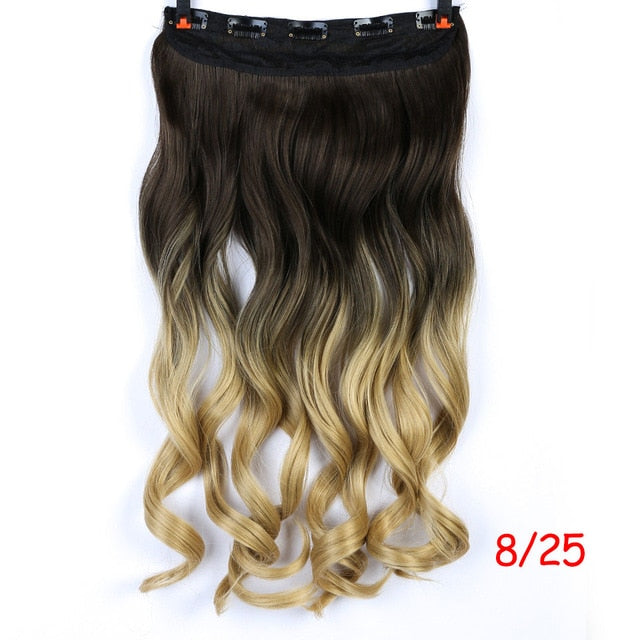 MEIFAN Waist 60cm Long Wavy Curly 5 Clip in Hair Extensions Natural Thick Straight Synthetic Hair Pieces Extention