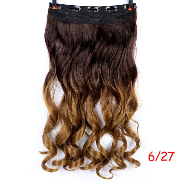 MEIFAN Waist 60cm Long Wavy Curly 5 Clip in Hair Extensions Natural Thick Straight Synthetic Hair Pieces Extention