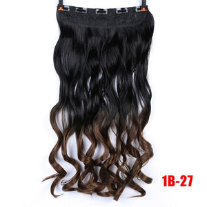 AOSIWIG 24inch 5 clipsins Straight Hair Extentions Clip in on Hair Extension Black to Red Ombre Hairpiece Synthetic