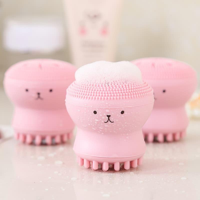 Lovely Cute Animal Small Octopus Shape Silicone Facial Cleaning Brush Deep Pore Cleaning Exfoliator Face Washing Brush Skin Care