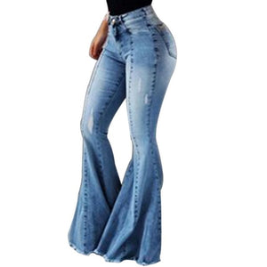 LASPERAL 2020 Solid High Waist Bell-Bottom Jeans Slim Fit Denim Women Jeans Push Up High Waist Long Flare Pants Skinny Mujer