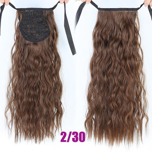 MEIFAN Long Afro Kinky Curly Ponytail Synthetic Hair Pieces Ribbon Drawstring Clip on Ponytail Hair Extensions False Hair Pieces