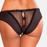 Lace Women Pants Open Crotch Mesh Sexy Temptation Thongs Bowknot Hallow Out Erotic Lingerie Crotchless Briefs Panties For Sex