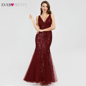 Formal Evening Dresses 2020 Ever Pretty New Mermaid O Neck Short Sleeve Lace Appliques Tulle Long Party Gowns Robe Soiree Sexy