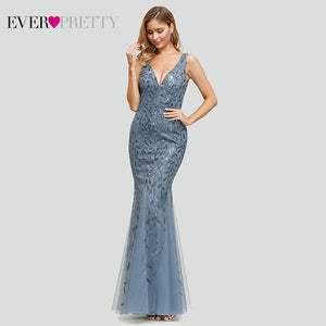 Formal Evening Dresses 2020 Ever Pretty New Mermaid O Neck Short Sleeve Lace Appliques Tulle Long Party Gowns Robe Soiree Sexy