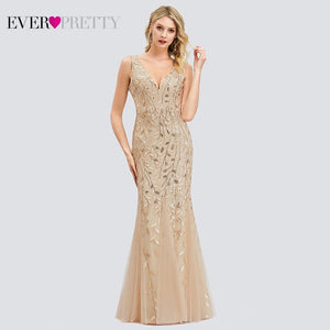 Formal Evening Dresses 2020 Ever Pretty New Mermaid O Neck Short Sleeve Lace Appliques Tulle Long Party Gowns Robe Soiree Sexy