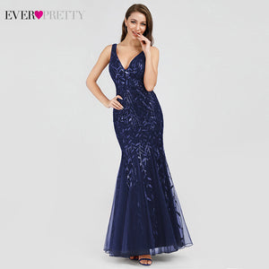 Formal Evening Dresses 2020 Ever Pretty New Mermaid O Neck Short Sleeve Lace Appliques Tulle Long Party Gowns Robe Soiree Sexy