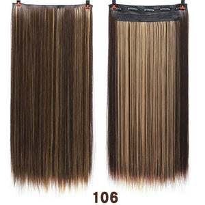 SHANGKE 5 clips/piece Natural Silky straight Hair Extention 24"inches Clip in women pieces Long Fake synthetic Hair