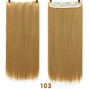 SHANGKE 5 clips/piece Natural Silky straight Hair Extention 24"inches Clip in women pieces Long Fake synthetic Hair