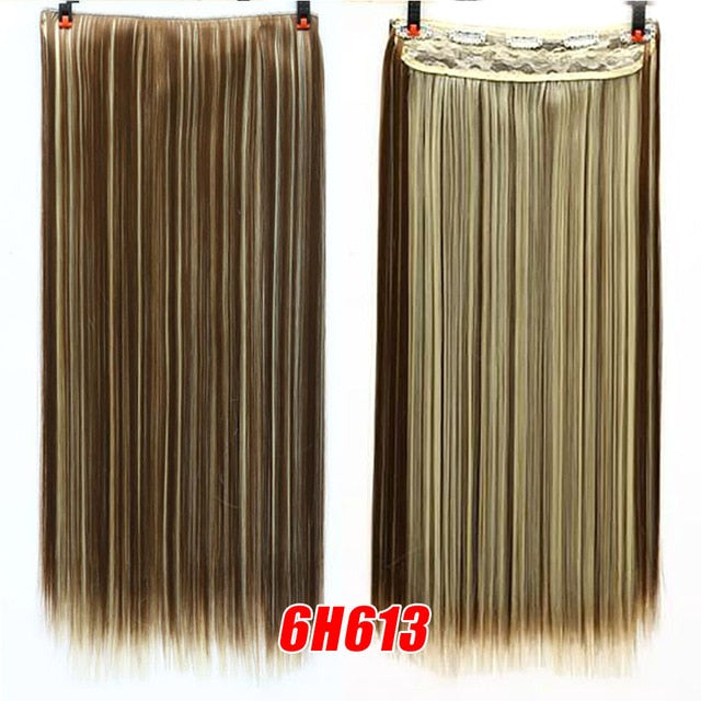 SHANGKE 5 clips/piece Natural Silky straight Hair Extention 24"inches Clip in women pieces Long Fake synthetic Hair