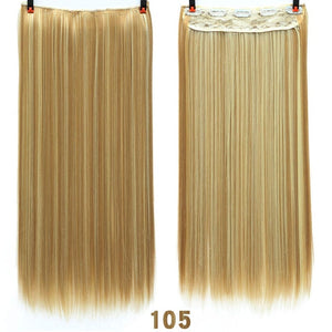 SHANGKE 5 clips/piece Natural Silky straight Hair Extention 24"inches Clip in women pieces Long Fake synthetic Hair