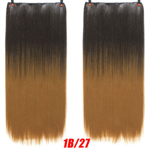 SHANGKE 5 clips/piece Natural Silky straight Hair Extention 24"inches Clip in women pieces Long Fake synthetic Hair