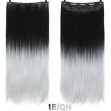 SHANGKE 5 clips/piece Natural Silky straight Hair Extention 24"inches Clip in women pieces Long Fake synthetic Hair