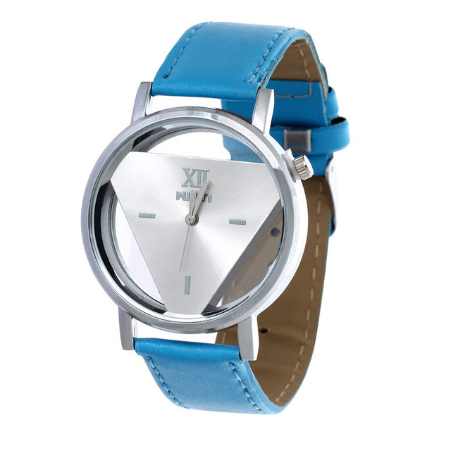 Hesiod New Design Fashion Ladies Watches Elegant Hollow Triangle Watch Fashion Women Thin Leather Strap Quartz Watch