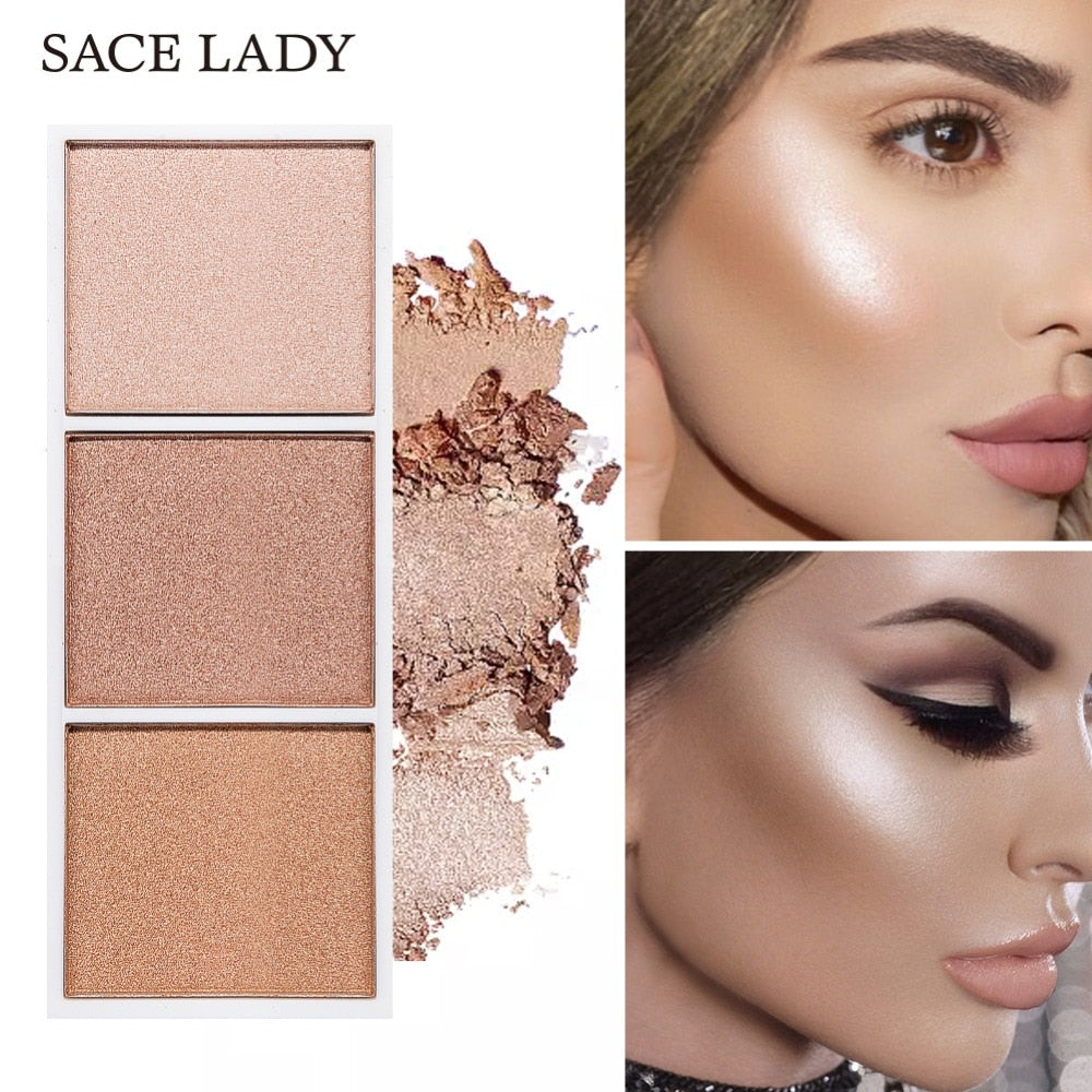 SACE LADY 4 Colors Highlighter Palette Makeup Face Contour Powder Bronzer Make Up Blusher Professional Blush Palette Cosmetics