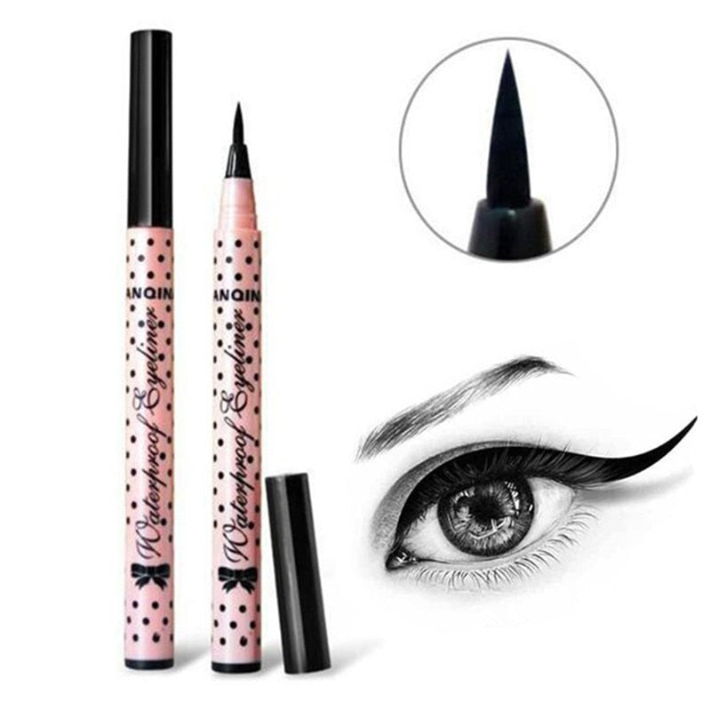 Ultimate 1 Pcs Black Long Lasting Eye Liner Pencil Waterproof Eyeliner Smudge-Proof Cosmetic Beauty Makeup Liquid Pink dots