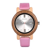 BOBO BIRD Brand Women Wood Watch 37mm Wooden PU Strap Wristwatches Female Timepieces Lady Quartz Watch relogio feminino C-P29