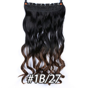 24inch Straight Hair Extentions Clip in on Hair Extension  Black to Red Ombre Hairpiece Synthetic 5 clips ins DIFEI