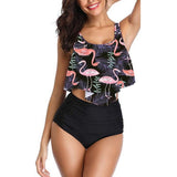 2019 New Sexy Women Bikini Set Mujer Ruffle Floral Printed Swimsuit Push Up High Waist Bikini Biquinis Brazilian Swimwear Summer